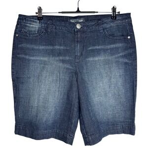 VTG‎ Apt 9 Denim Dark Wash Bermuda Mom Jean Shorts Size 16 Stretch 97% Cotton